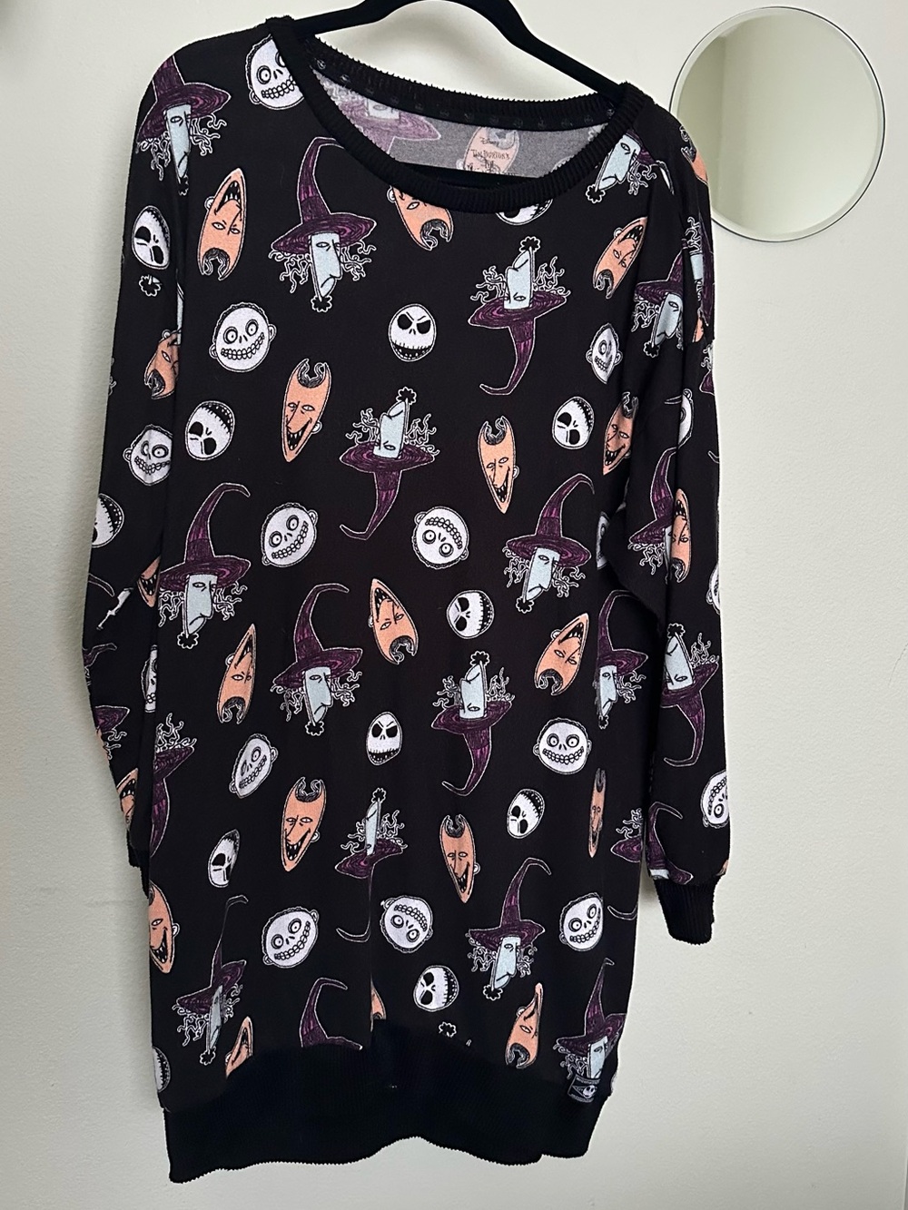 Kids Black Halloween Character Long-Sleeve Pajama Top